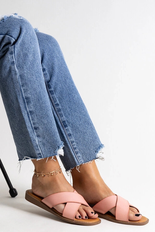 Tongs en cuir écologique rose Klementyna Tongs en cuir écologique rose Klementyna