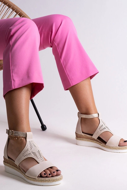 Sandales compensées basses beiges Tiuma Sandales compensées basses beiges Tiuma