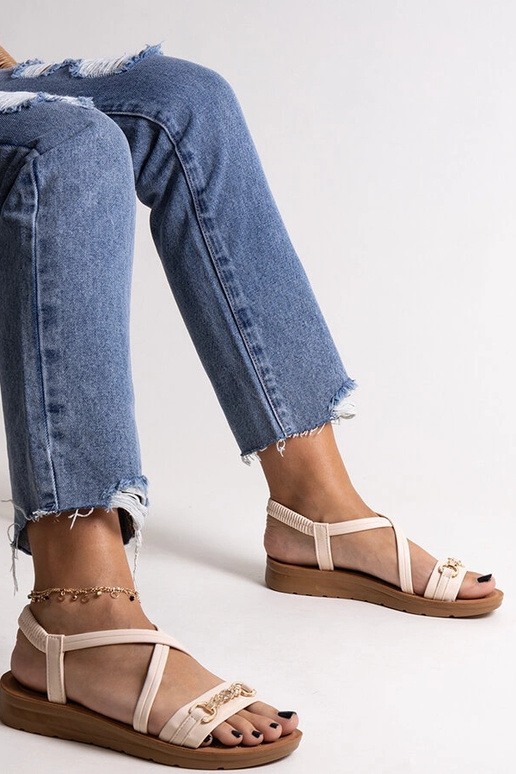 Sandales beiges à boucle dorée Pamphila Sandales beiges à boucle dorée Pamphila