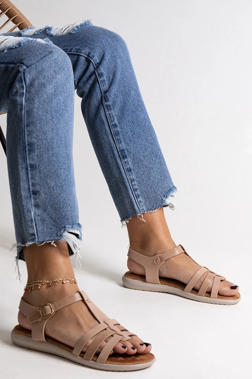 Sandales en cuir écologique rose...