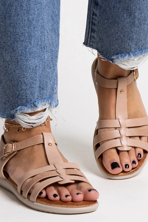 Sandales en cuir écologique rose...