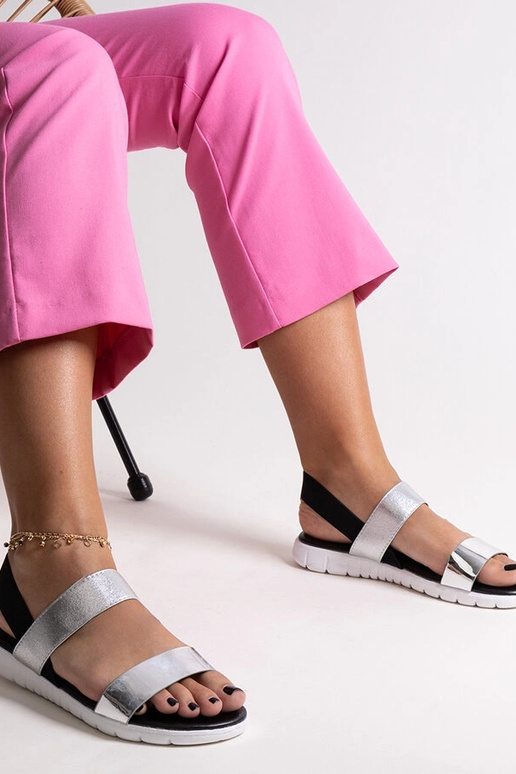 Sandales plates argentées Evelynia