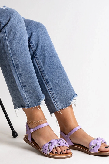 Sandales violettes ornées de zircons Giada 2