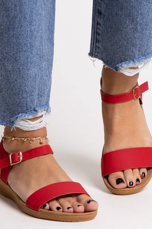 Sandales rouges en cuir écologique de... Sandales rouges en cuir écologique de...