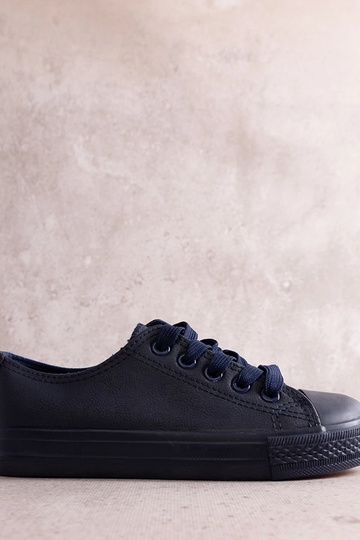Baskets enfant bleu marine en éco-cuir Azizana 2