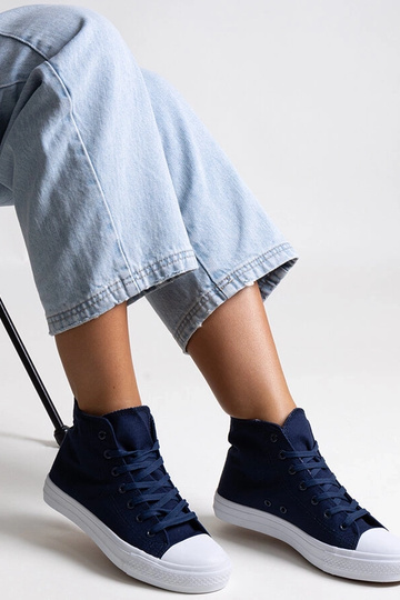 Baskets montantes bleu marine Ghanem