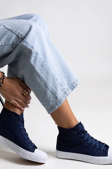 Baskets montantes bleu marine Ghanem 2