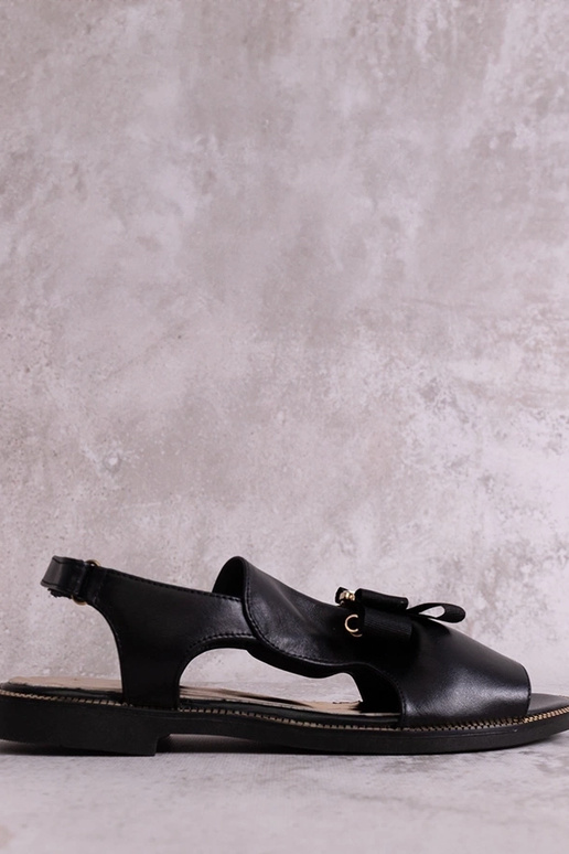 Sandales noires avec nœud et zircon...