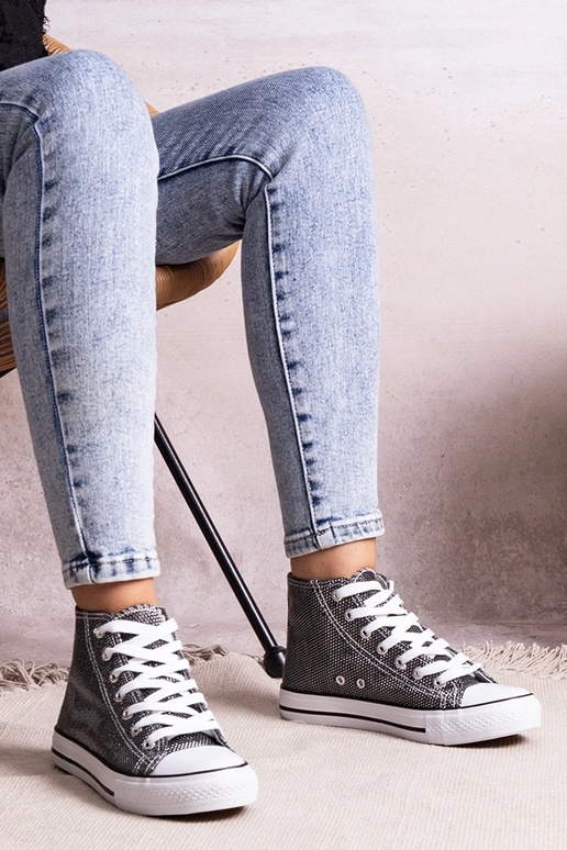 Baskets montantes noires en mesh...