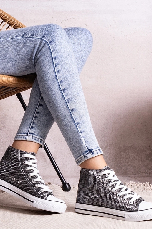 Baskets montantes noires en mesh...