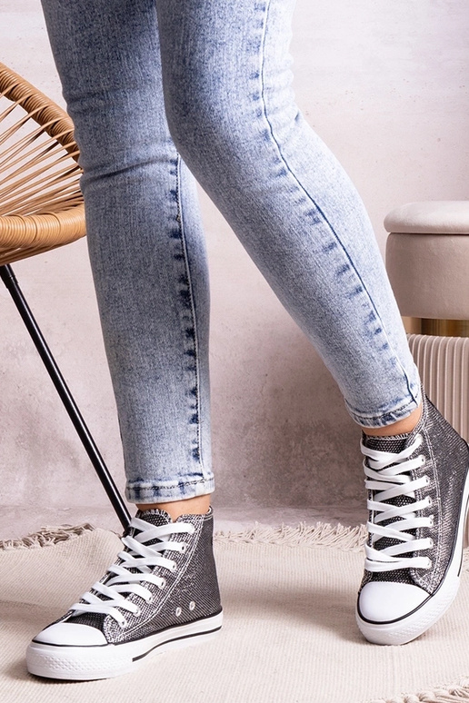 Baskets montantes noires en mesh...