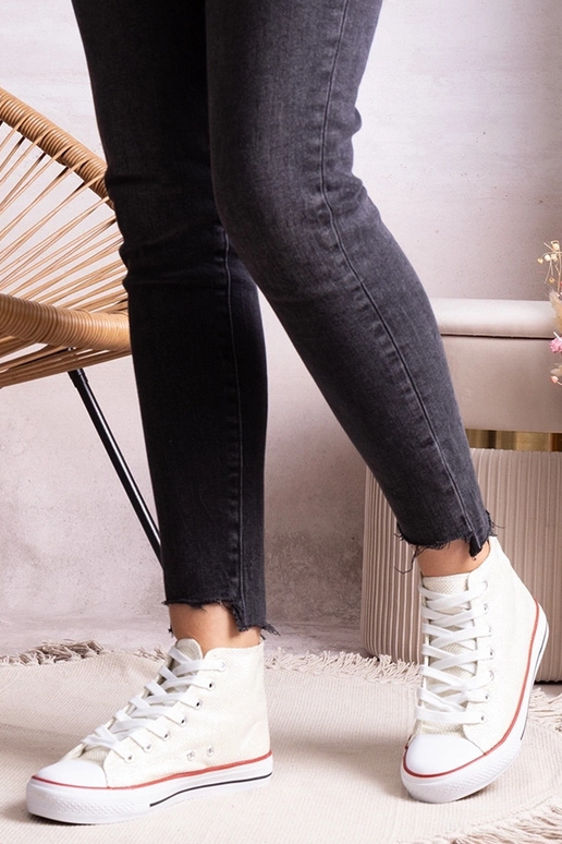 Baskets montantes blanches en mesh...