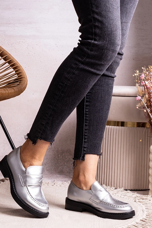 Mocassins élégants argentés Élodie