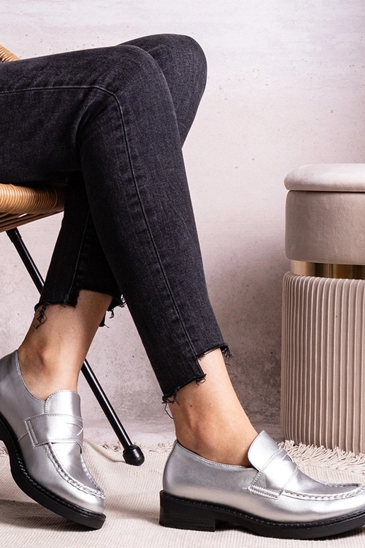 Mocassins élégants argentés Élodie