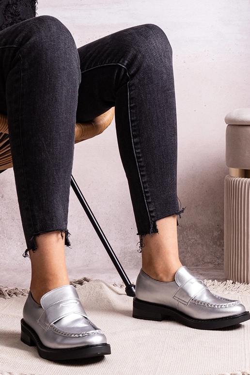 Mocassins élégants argentés Élodie