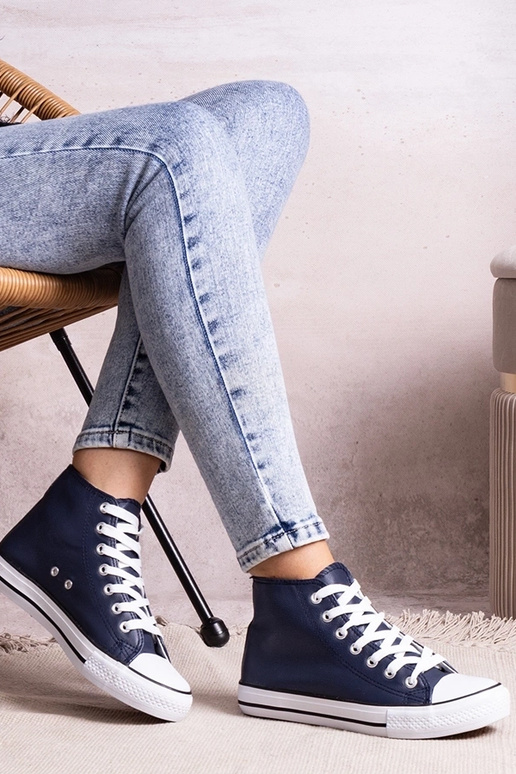 Baskets montantes bleu foncé en...