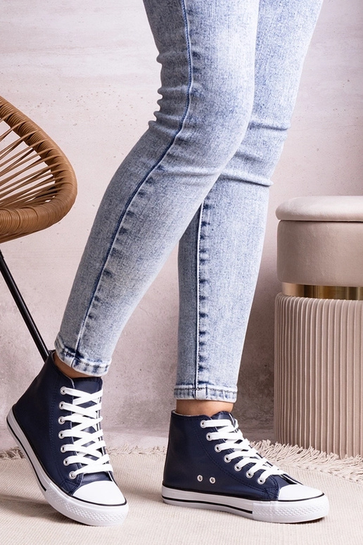 Baskets montantes bleu foncé en...