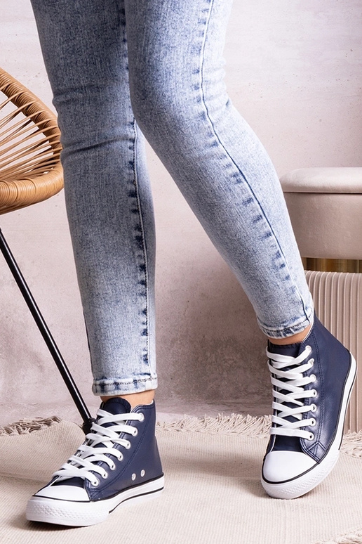 Baskets montantes bleu foncé en...