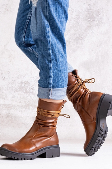 Bottes marron en cuir écologique Sahera
