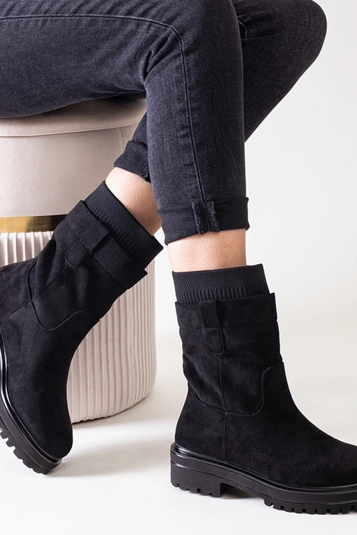 Bottines à enfiler noires avec...