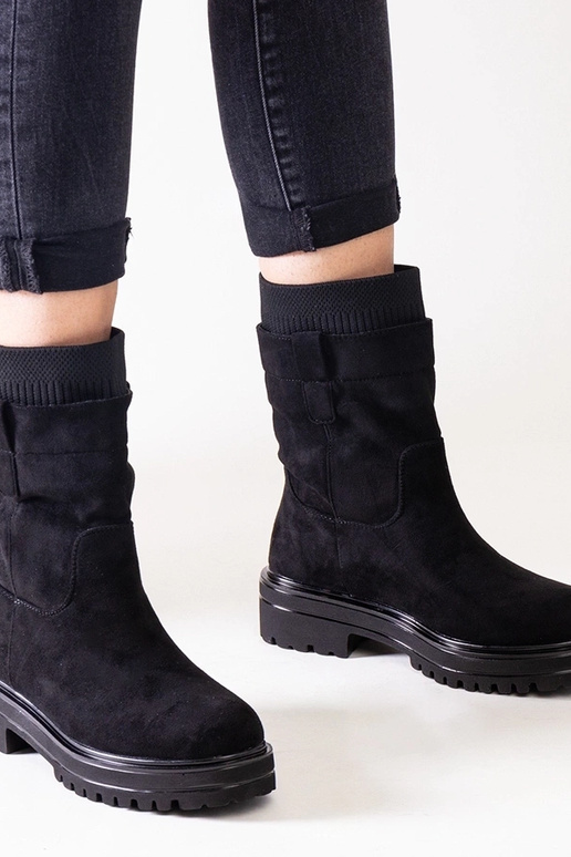 Bottines à enfiler noires avec...