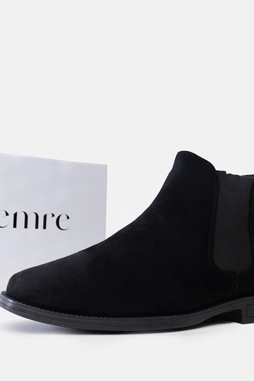 Bottes Chelsea noires pour hommes avec insert élastique en daim synthétique Fernand