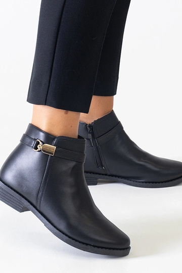 Bottines noires avec inserts dorés en simili cuir Casetra