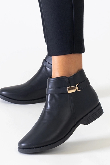 Bottines noires avec inserts dorés en simili cuir Casetra 2