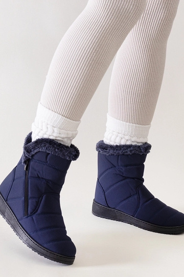 Bottes de neige bleu marine décorées de fourrure Khit