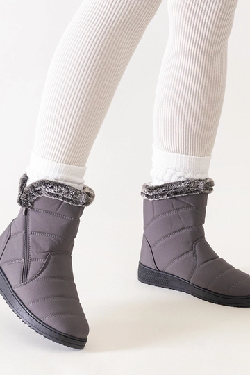 Bottes de neige grises décorées de fourrure Khit