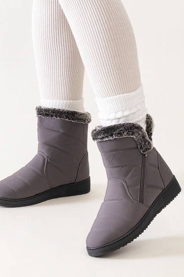 Bottes de neige grises décorées de fourrure Khit 2