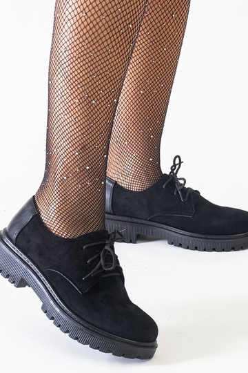 Chaussures décontractées noires à lacets en daim synthétique Kalila