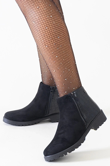 Bottines noires à cheville avec motif crocodile, daim synthétique Mifsada 2