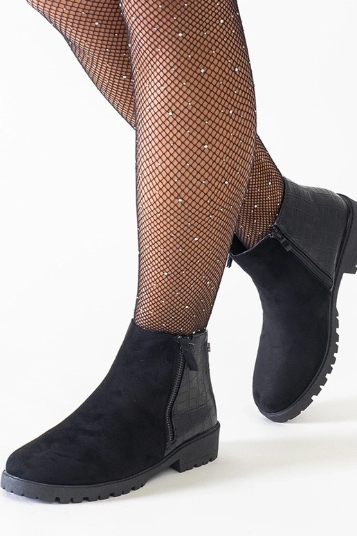 Bottines noires à cheville avec motif...