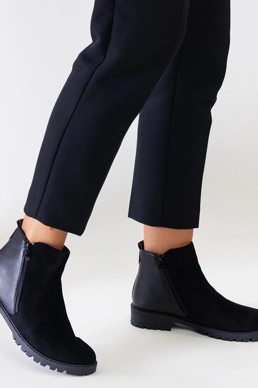 Bottines compensées noires en daim...