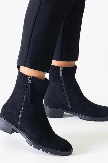 Bottines à plateforme haute noires en daim synthétique Zahra