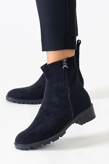Bottines à plateforme haute noires en daim synthétique Zahra 2