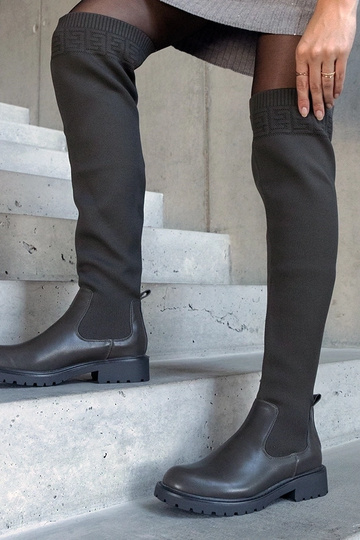 Bottes longues à tige élastique Juanra vertes 2
