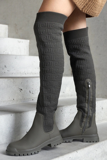 Bottes en tissu mat vert Scarlett