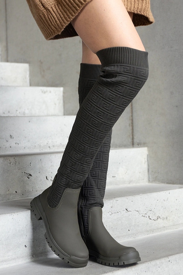 Bottes en tissu mat vert Scarlett 2