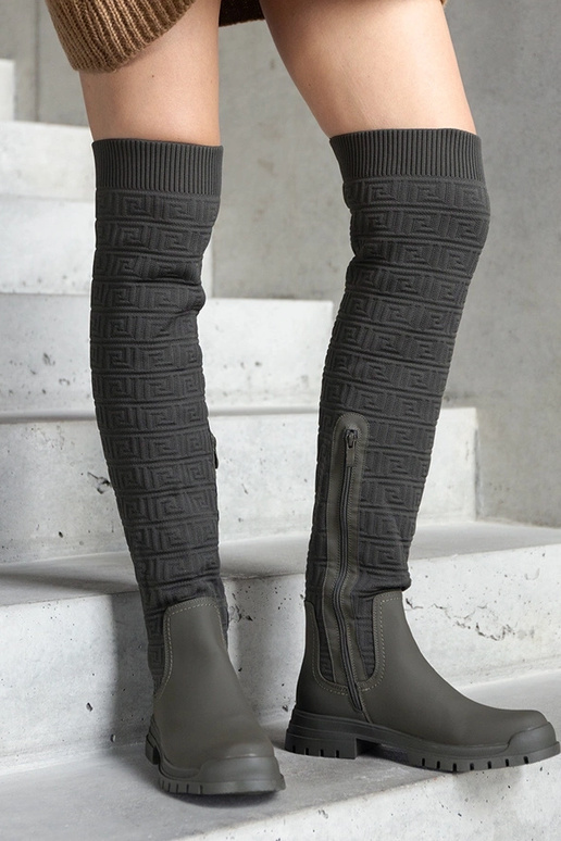 Bottes en tissu mat vert Scarlett Bottes en tissu mat vert Scarlett