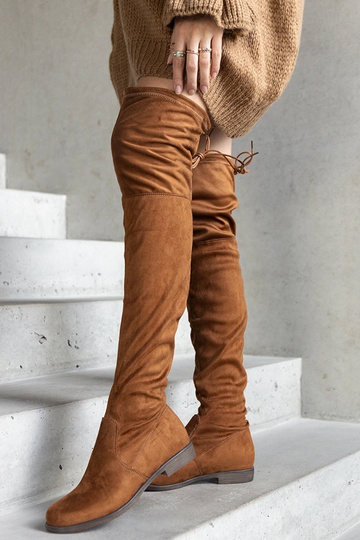 Bottines compensées en daim synthétique couleur marron Hallora 2