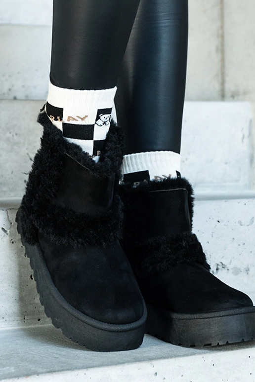 Bottes de neige en éco-suède noir sur...