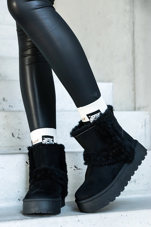 Bottes de neige en éco-suède noir sur...