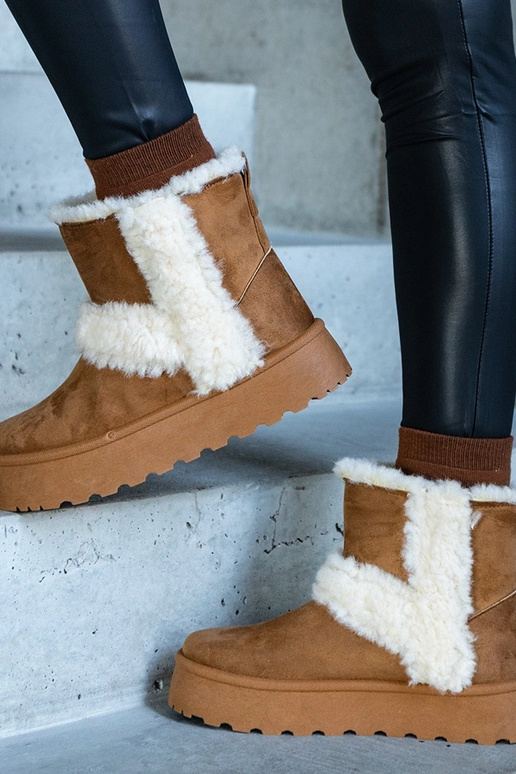 Bottes de neige en éco-suède marron...