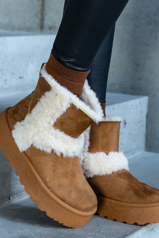 Bottes de neige en éco-suède marron...