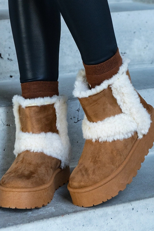 Bottes de neige en éco-suède marron...
