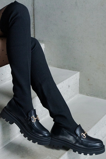 Bottes noires avec tige élastique à talon plat Vrissa 2