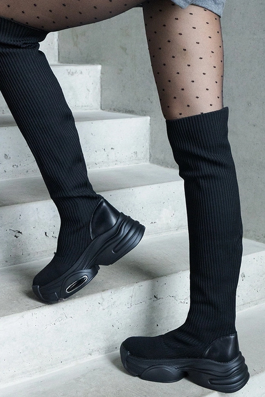 Bottes noires enfilables avec tige...