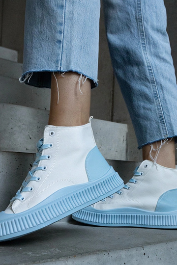 Baskets à plateforme bleues et blanches Terri